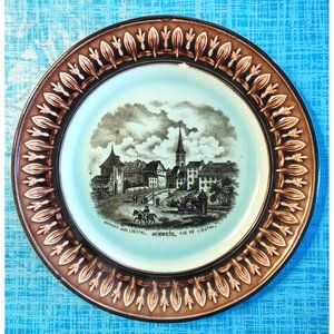 Set of 4 German Image‎ Plates 7.5" Brown/teal